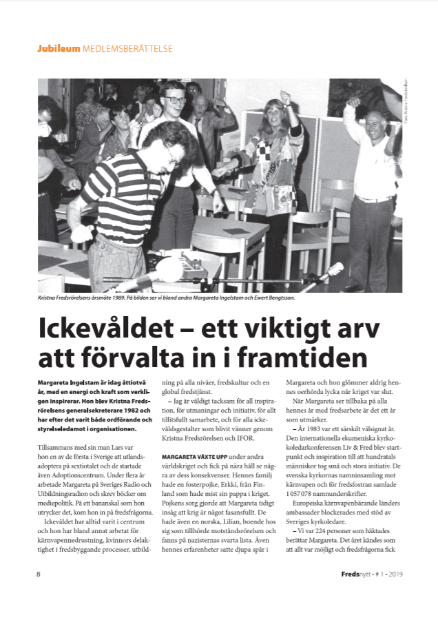 Margareta Ingelstam – Ickevåldet: ett viktigt arv att förvalta in i&nbsp;framtiden